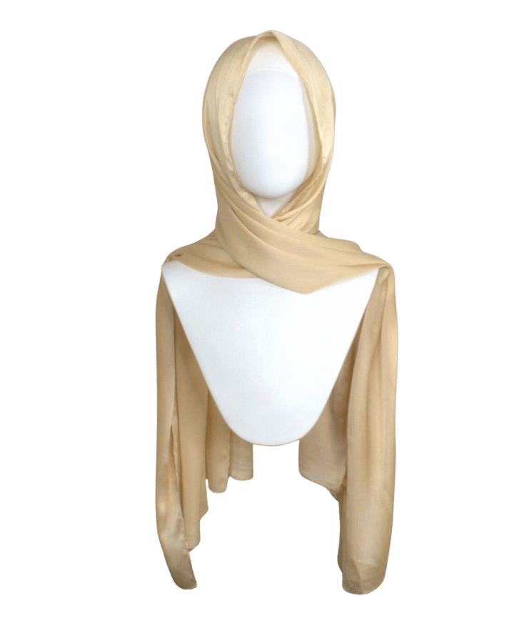 Satin crinkle golden glow formal hijab scarf for your special events. Better grip and premium finishing | Lina Zibdeh