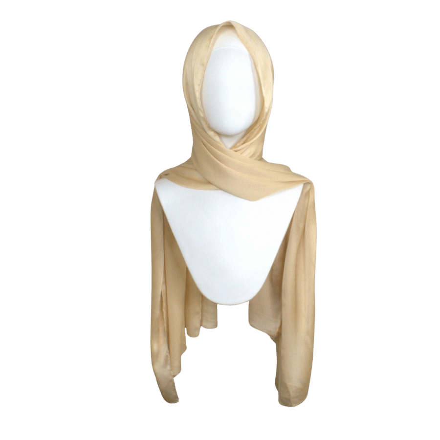 Satin crinkle golden glow formal hijab scarf for your special events. Better grip and premium finishing | Lina Zibdeh