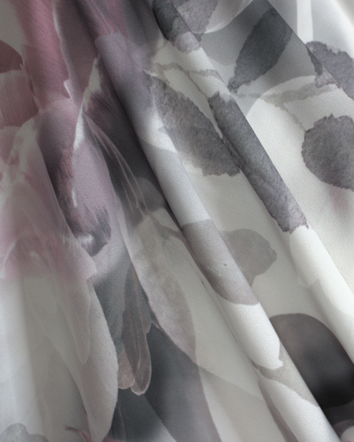 Lightweight and easy-care crepe chiffon hijab with floral design | Lina Zibdeh