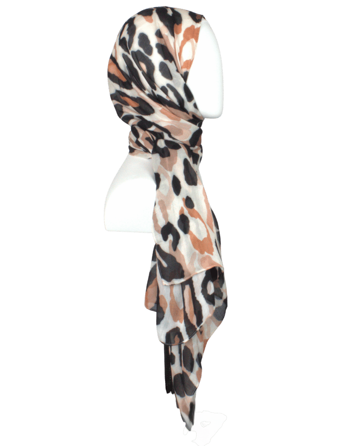 Comfortable Black Leopard Print Bamboo Modal Hijab – Soft & Lightweight | Lina Zibdeh