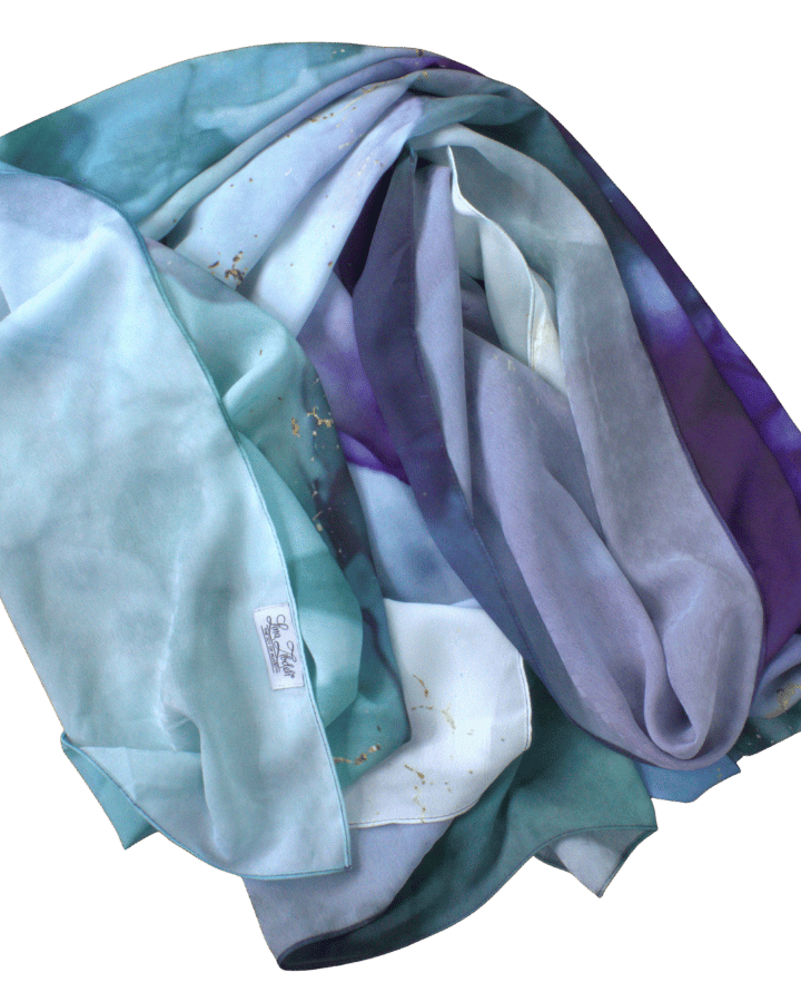 Watercolor printed hijab displayed as a gift idea for Muslim women