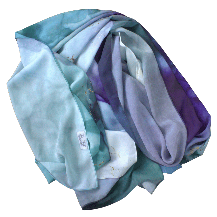 Watercolor printed hijab displayed as a gift idea for Muslim women