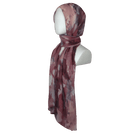 Maroon red watercolor printed bamboo modal hijab scarf for muslim women who want lightweight, non-slip and elegant hijabs. Ideal for warm weather and hot flashes | Lina Zibdeh