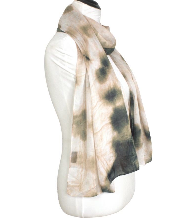 Printed bamboo modal hijab scarf in olive green and beige. A perfect hijab for the summer and hot weather. Non- slip hijab for muslim women and girls | Lina Zibdeh