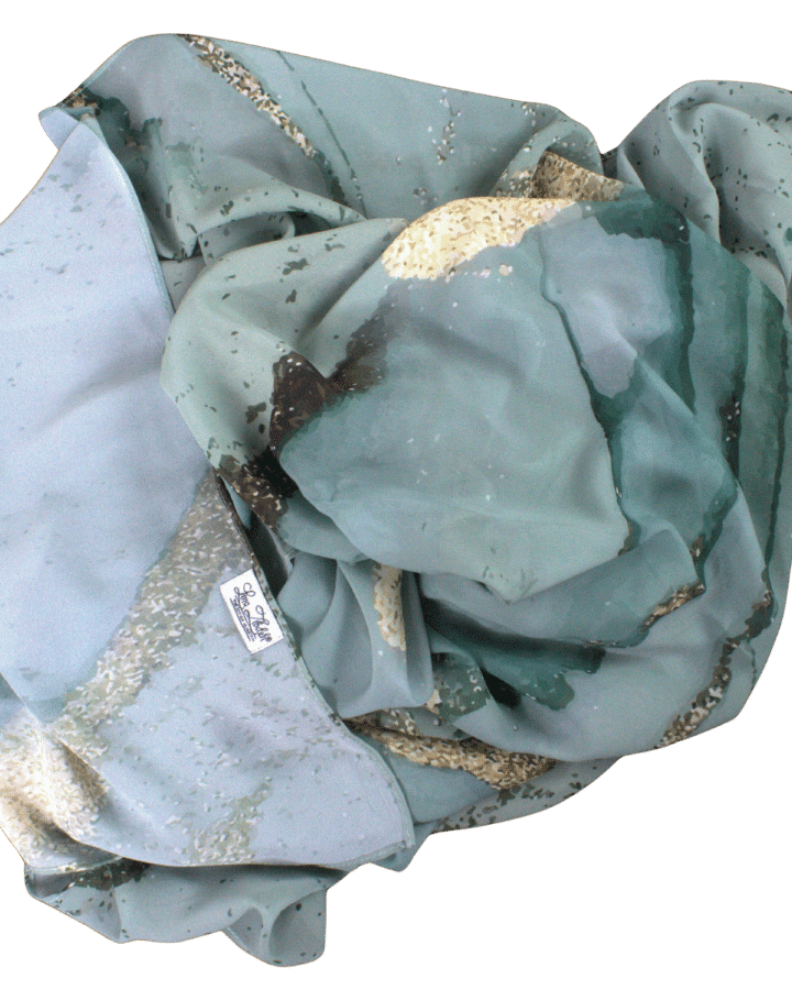 Fancy hijab in green and metallic gold for special occasions