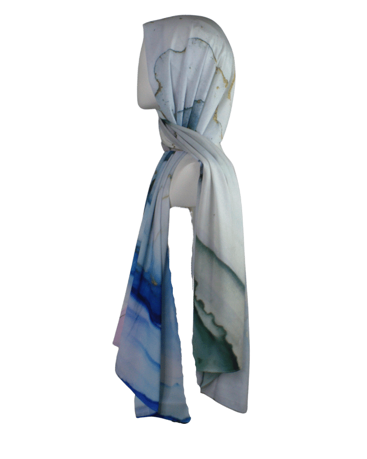 watercolor printed hijab scarf | Marble patterned Luxury hijab scarf for all occasions | Lina Zibdeh