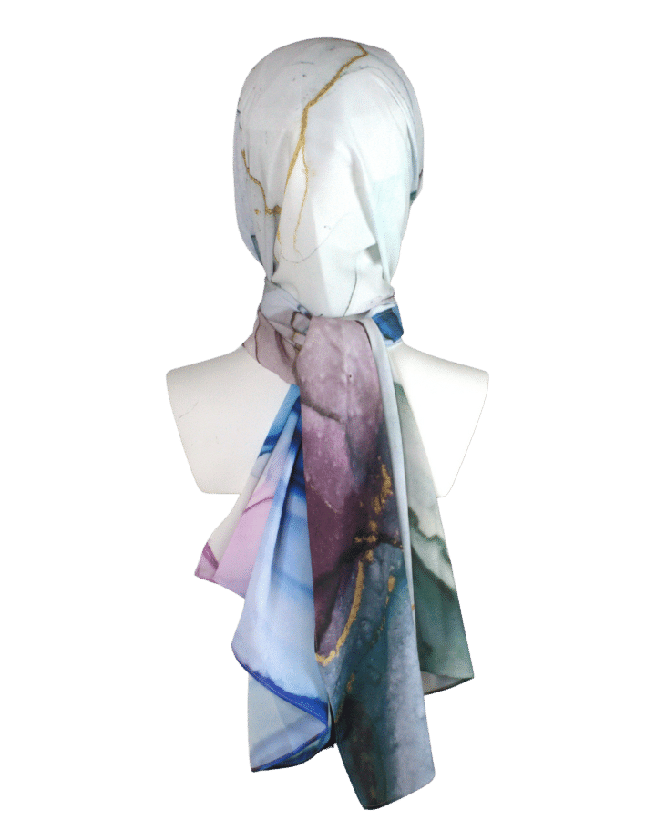 watercolor Luxury Hijab | Premium Qualty marble Printed Crepe Chiffon Maxi Size