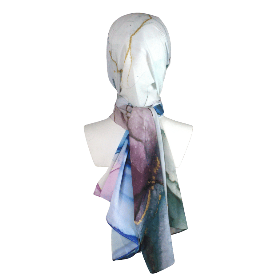 watercolor Luxury Hijab | Premium Qualty marble Printed Crepe Chiffon Maxi Size