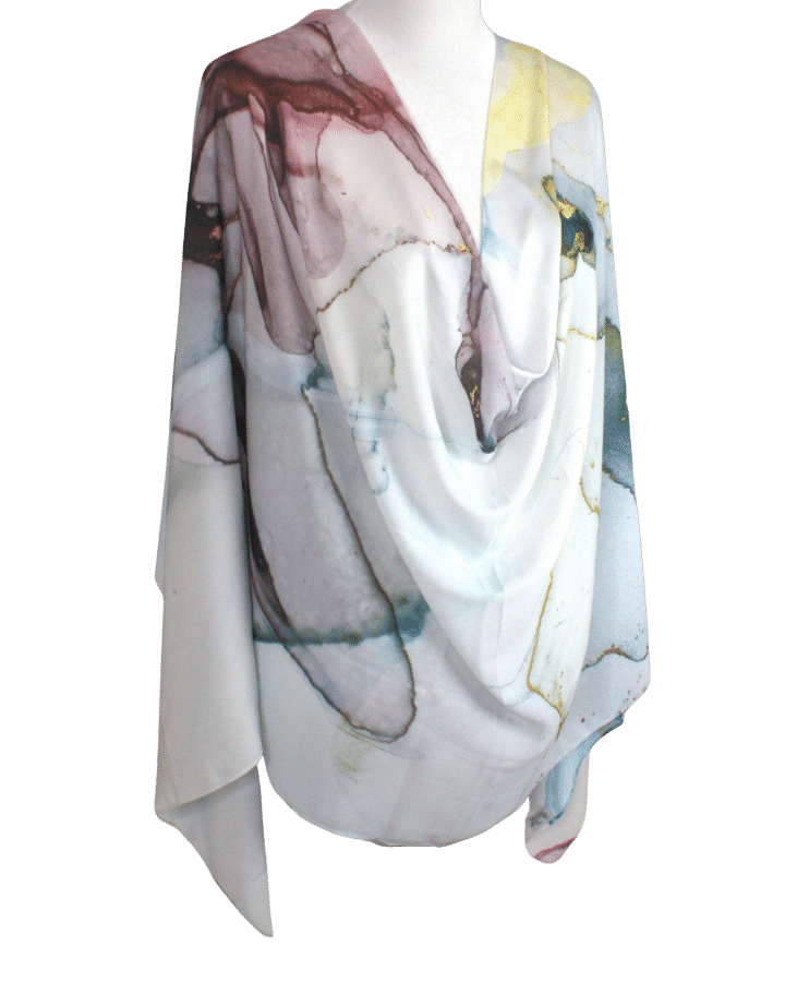 watercolor printed hijab scarf | Marble patterned Luxury hijab scarf for all occasions | Lina Zibdeh