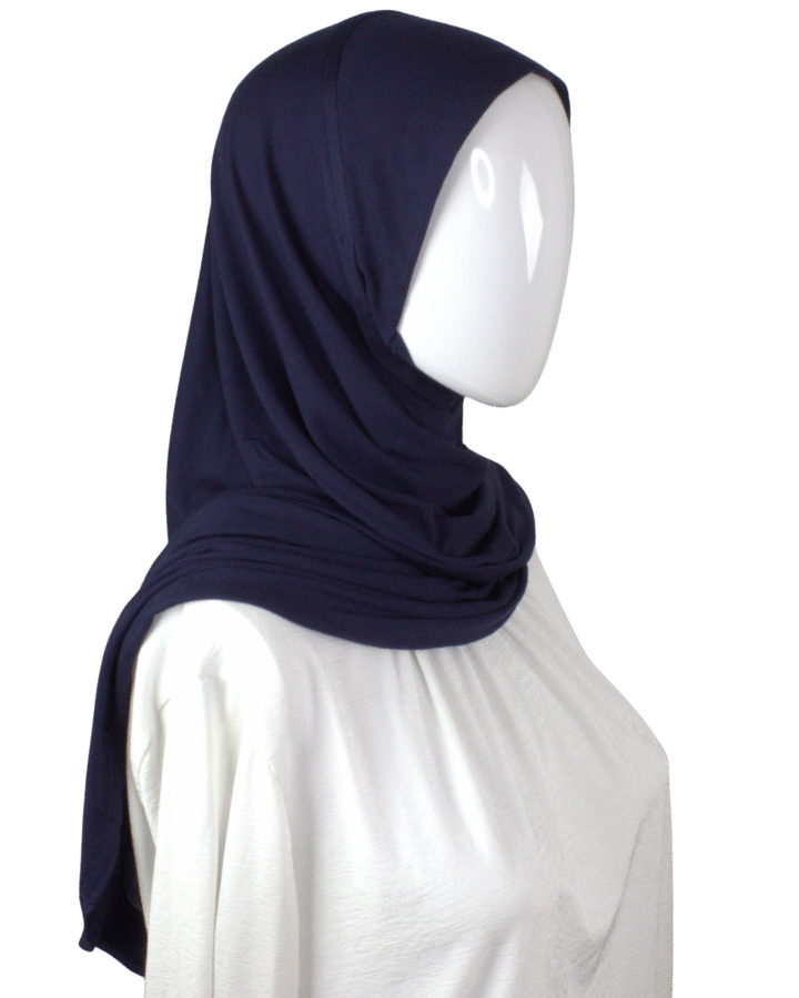 Instant hijab in navy blue. This is made from premium Japanese jersey material and it's designed for ultimate comfort throughout the day | Lina Zibdeh