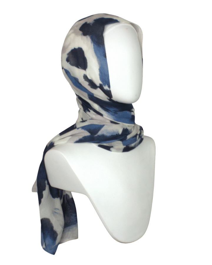 Elegant blue leopard printed bamboo modal hijab for casual and work |Lina Zibdeh