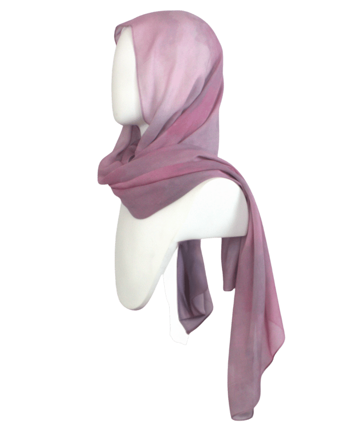 Non-slip breathable bamboo modal hijab in dusty mauve and dusty pink. Watercolor bamboo modal hijab for the hot weather | Lina Zibdeh