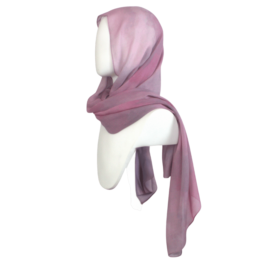 Non-slip breathable bamboo modal hijab in dusty mauve and dusty pink. Watercolor bamboo modal hijab for the hot weather | Lina Zibdeh