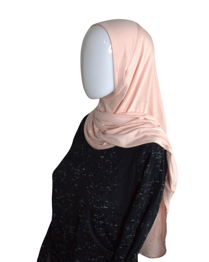 Jersey instant hijab in peach for ladies and also teenage muslim hijabis looking for comfort and quality | Lina Zibdeh