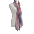 Fancy watercolor airbrushed floral bamboo modal hijab scarf in pink, blush and blue grey. Ideal for everyday and warm climates | Lina Zibdeh