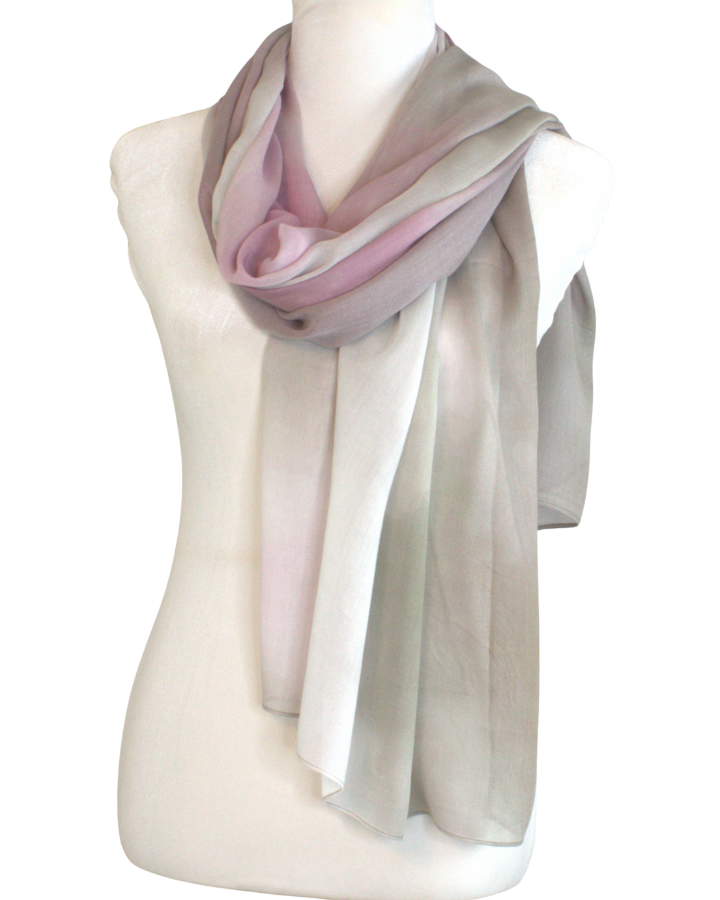 Designer bamboo modal hijab in pink and green tones, soft drape, heat-friendly, ideal for professional women and daily wear | Lina Zibdeh