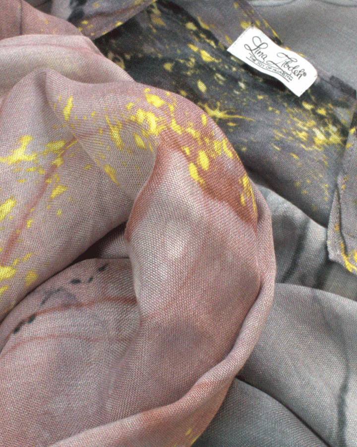 close up of our designer printed bamboo modal hijab | Lina Zibdeh