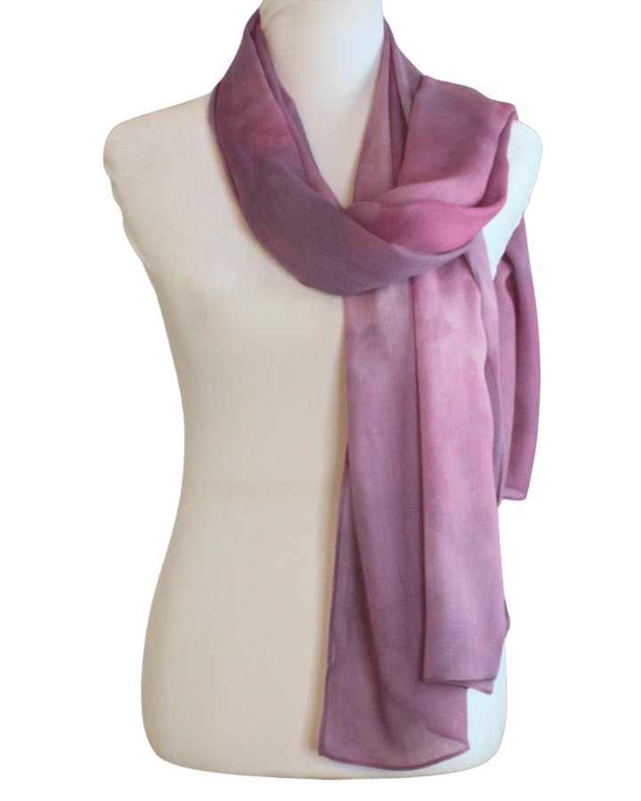 Non-slip breathable bamboo modal hijab in artistic dusty mauve and dusty pink. Watercolor bamboo modal hijab practical for the hot weather | Lina Zibdeh
