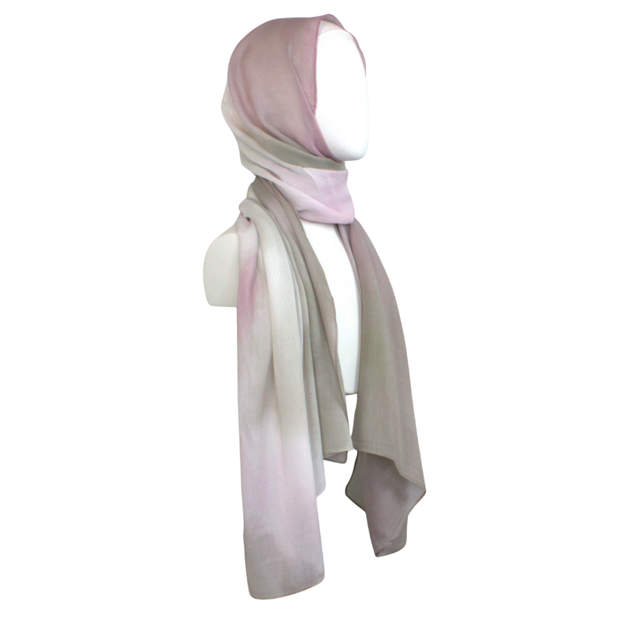 Pink and green watercolor printed bamboo modal hijab, lightweight and breathable, perfect for women over 30, hot flashes, work, or gifting | Lina Zibdeh
