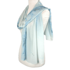 Premium light blue designer print hijab headscarf for work and everyday. Ideal for summer and professional settings. Lina Zibdeh
