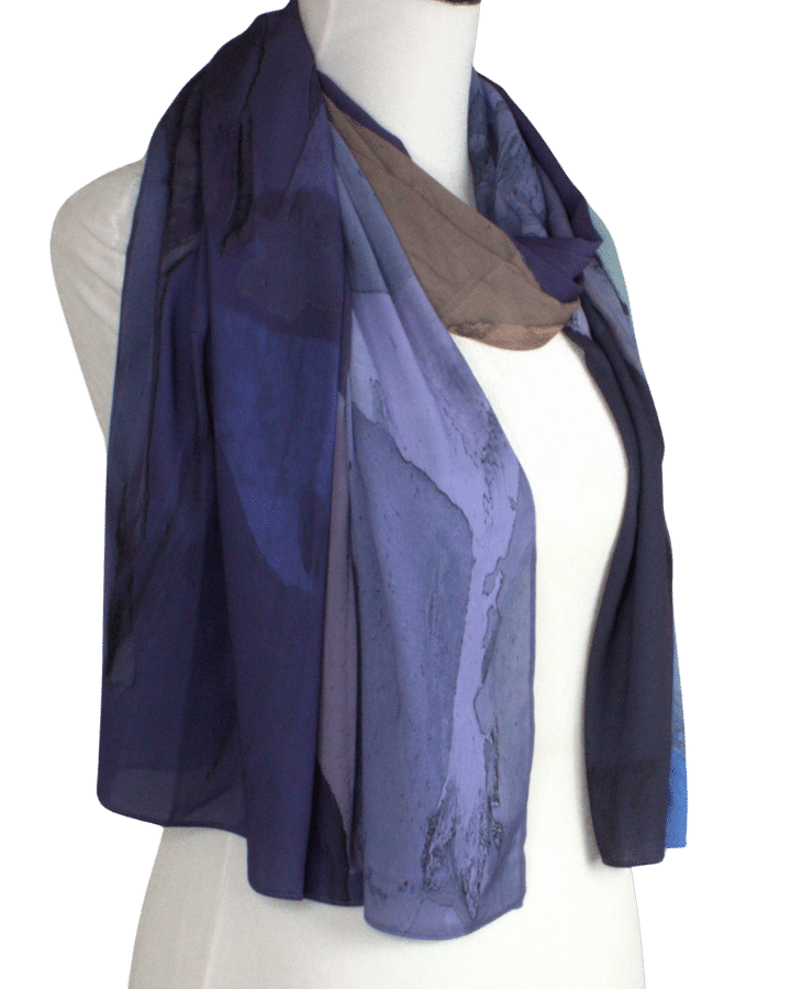 crepe chiffon hijab scarf in purple and mauve hues, designed as a luxury hijab suitable for work and outings | Lina Zibdeh