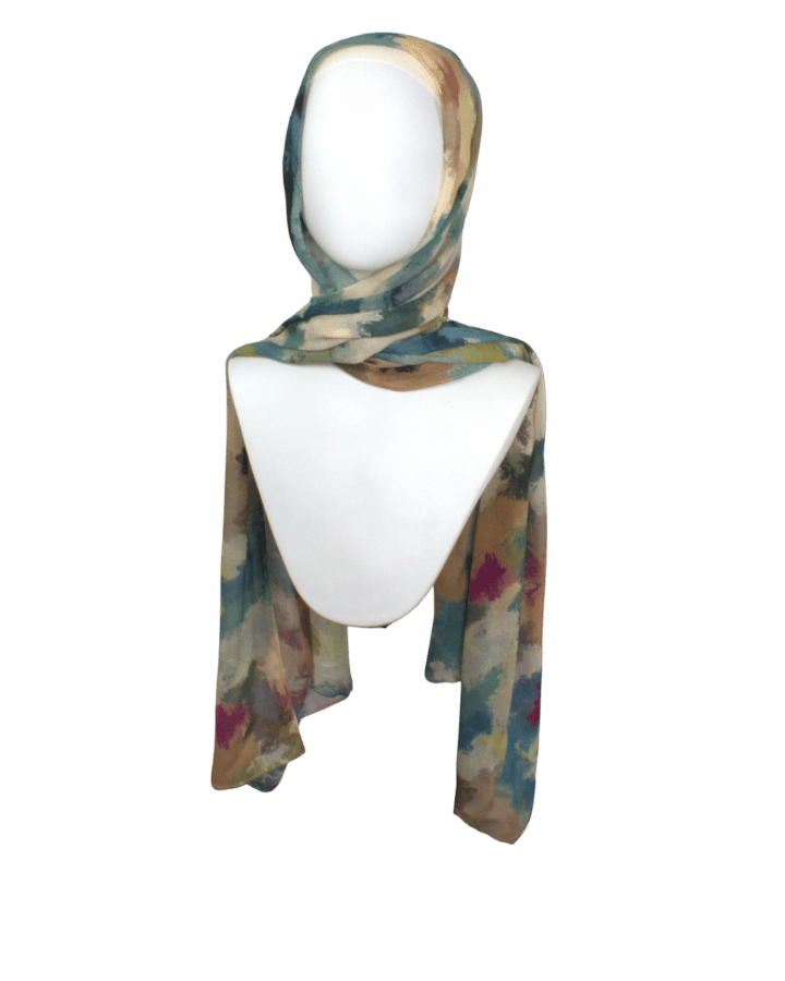 An elegant exclusive watercolor printed bamboo modal hijab for the women who seek elegance and comfort  Lina Zibdeh