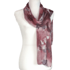 Premium fancy red printed bamboo modal hijab scarf in mauve grey and pink designer watercolor print | Lina Zibdeh