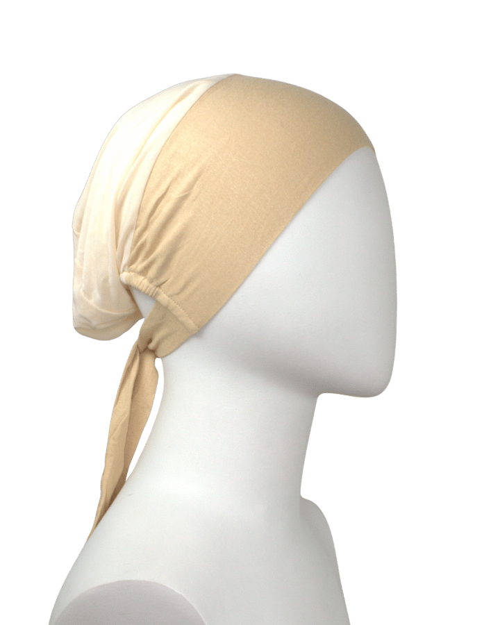 Side view of best seller Non-slip Breathable mesh tie-back hijab cap under scarf, lightweight and comfortable for hot weather and all-day wear | Lina Zibdeh