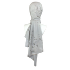 Fancy silver hijab scarf in textured chiffon with a perfect balance of matte and sheen to it, ideal for special occasions and work. A better grip, soft and easy to wrap. | Lina Zibdeh