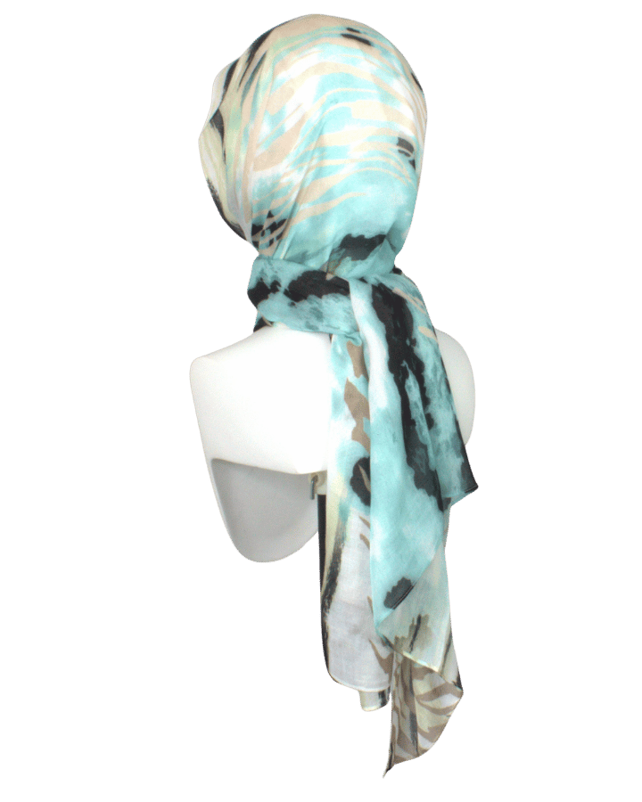 Animal printed Turquoise green Lightweight and non-slip bamboo modal hijab scarf | work and everyday Muslim women needs | Lina Zibdeh