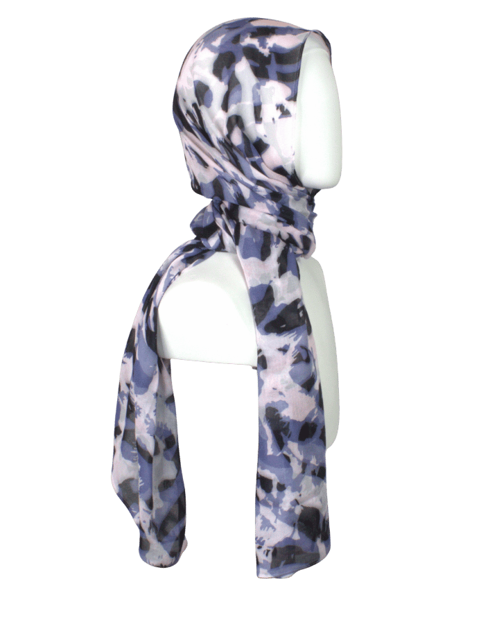 Blue Black leopard patterned hijab headscarf, premium 100% bamboo fabric, breathable, non-slip | Lina Zibdeh