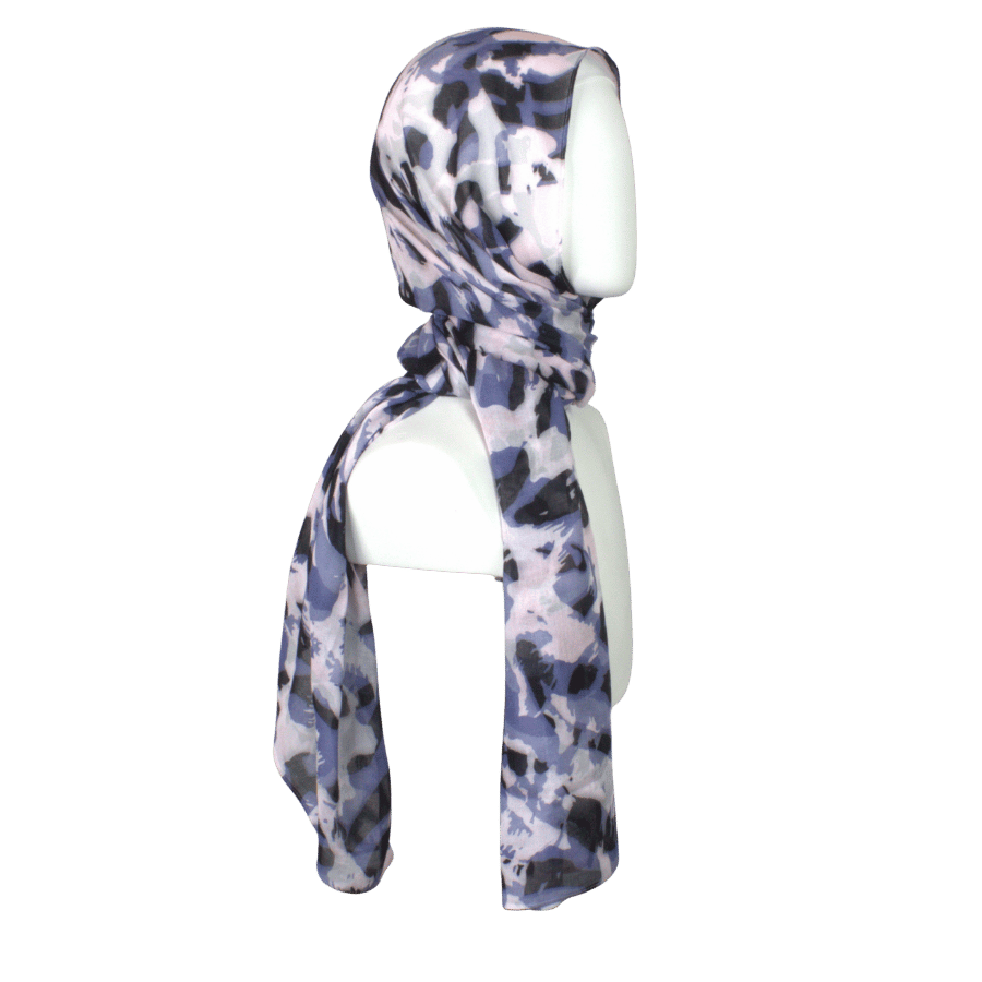 Blue Black leopard patterned hijab  headscarf, premium 100% bamboo fabric, breathable, non-slip | Lina Zibdeh
