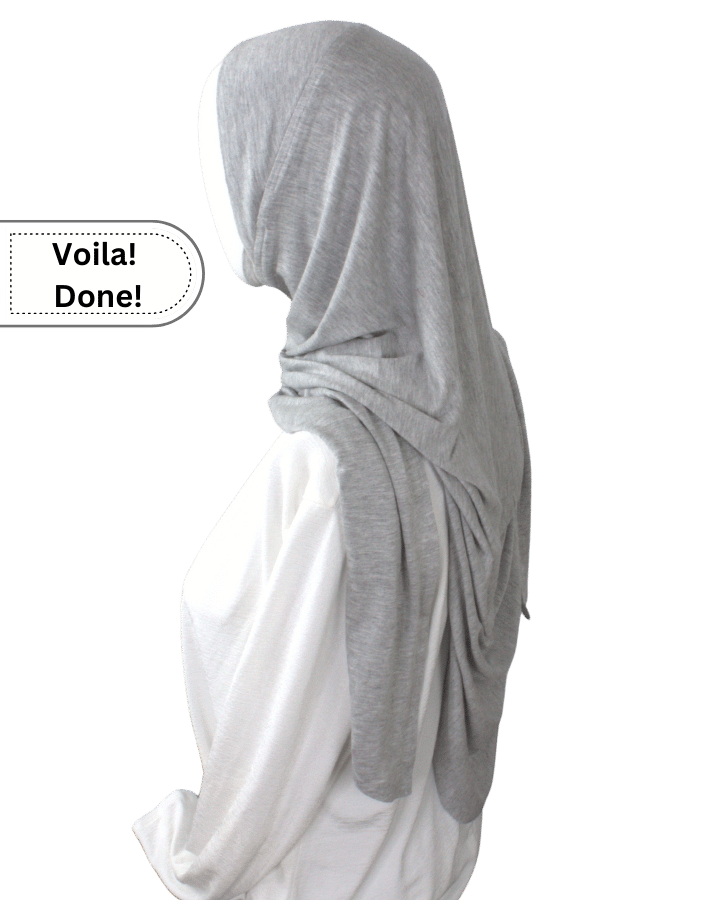Premium instant hijab in heather grey, an ideal choice for hijabi ladies and teenagers for school and running errands.