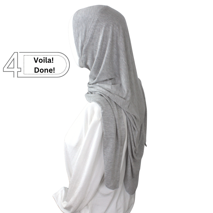 Premium instant hijab in heather grey, an ideal choice for hijabi ladies and teenagers for school and running errands.