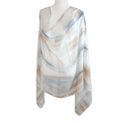 Soft striped hijab in bamboo modal with calming tones of mocha, blue, and white | Airy non-slip hijab for the summer and work | Lina Zibdeh