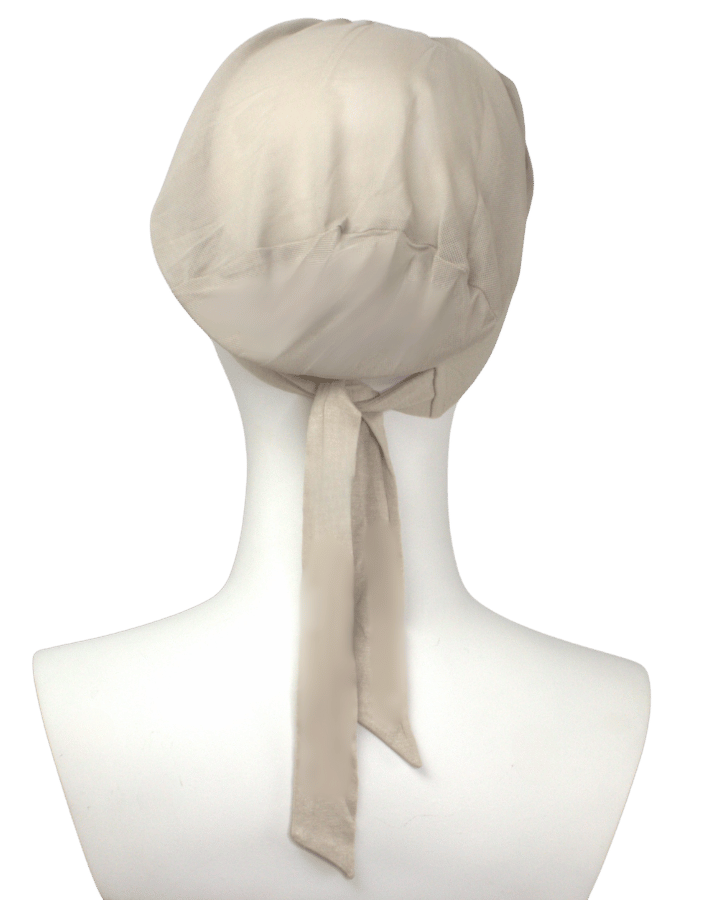 lightweight comfortable and adjustable mesh tie back hijab cap in neutral everyday color | Lina Zibdeh