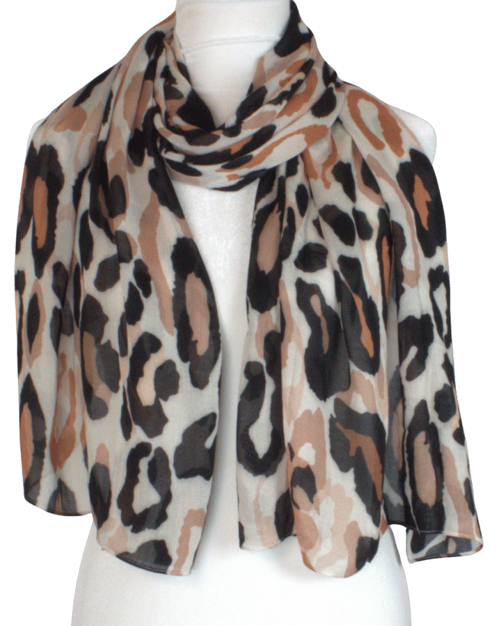 Versatile bamboo modal hijab with neutral leopard pattern