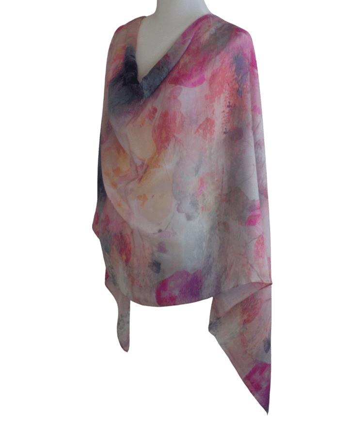 Premium watercolor airbrushed floral bamboo modal hijab scarf in pink, blush and blue grey. Ideal for everyday and warm climates | Lina Zibdeh