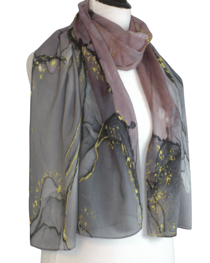 premium printed modal hijab in green, grey, blush and golden hues. non-slip hijab Ideal for women over 40, for work, for menopause hot flashes. Lina Zibdeh