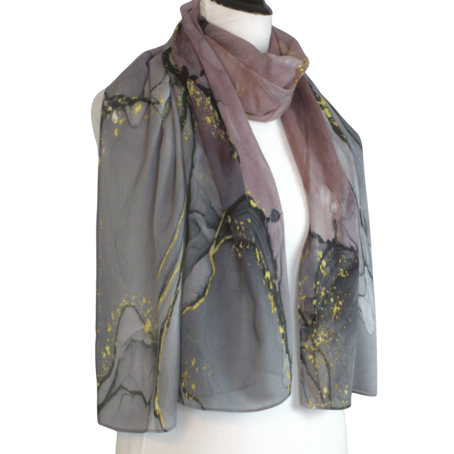 premium printed modal hijab in green, grey, blush and golden hues. non-slip hijab Ideal for women over 40, for work, for menopause hot flashes. Lina Zibdeh