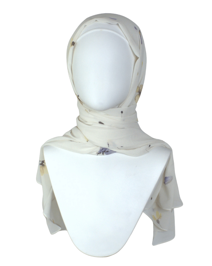 A designer chiffon hijab scarf of a delicate print that is ideal for everyday wear and work | Lina Zibdeh