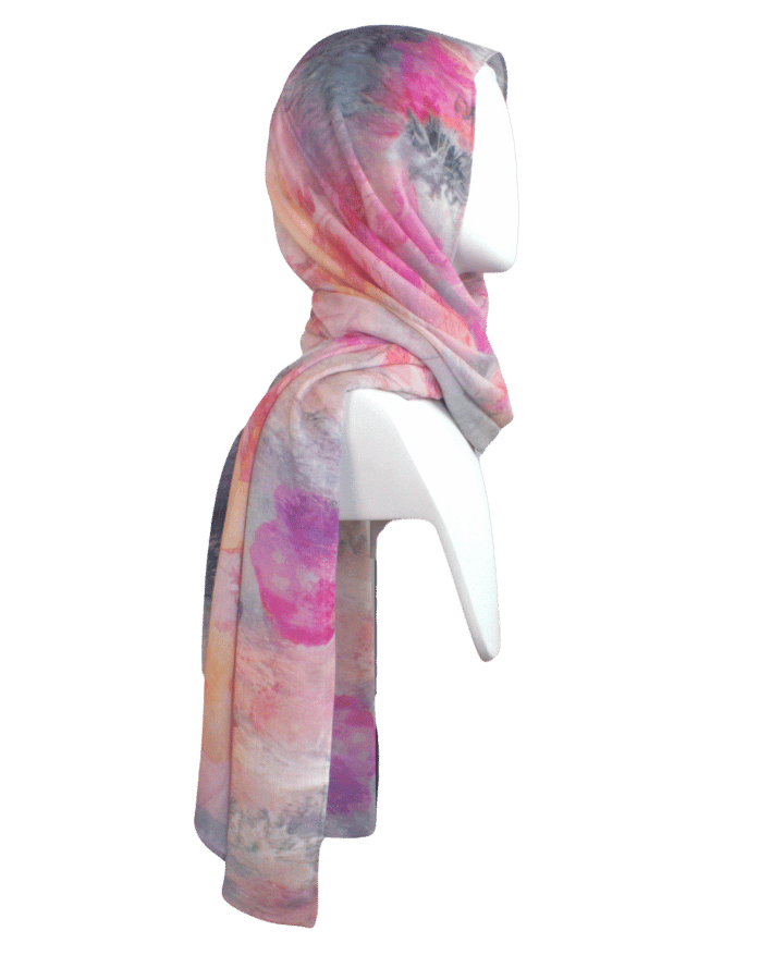 Watercolor pink floral printed bamboo modal hijab ideal for the summer, everyday and casual outings. Lina Zibdeh