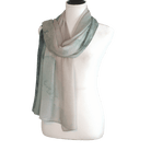 Watercolor beige teal green printed bamboo modal hijab headscarf, ideal for Muslim women for work, everyday and warm weather. Non-slip, breathable and lightweight hijab | Lina Zibdeh