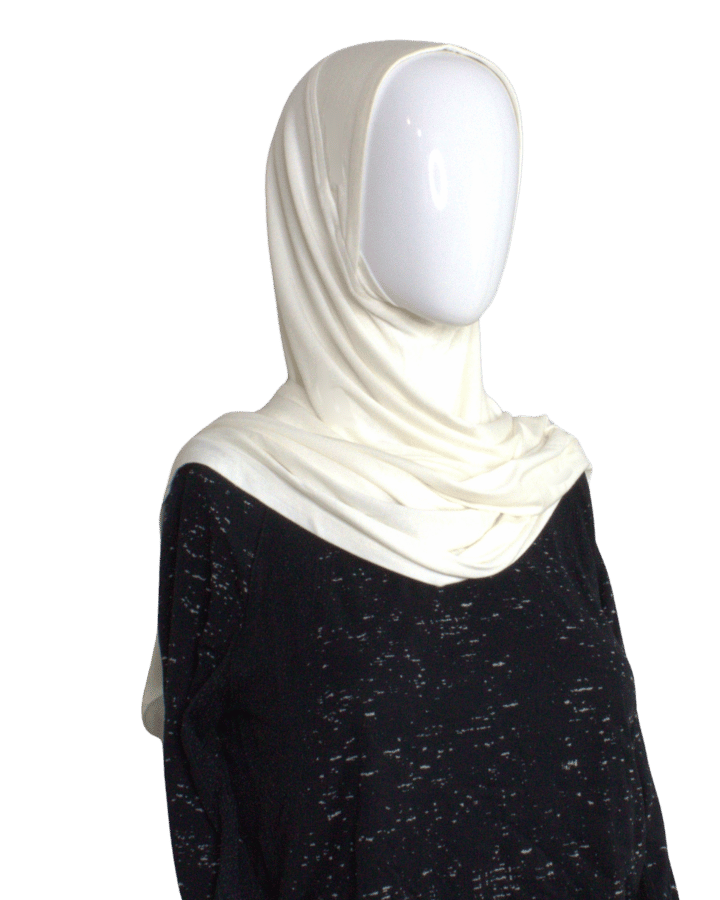 Premium jersey instant hijab in off-white for everyday, sports and school. Designed to look good and feel comfortable throughout the day.