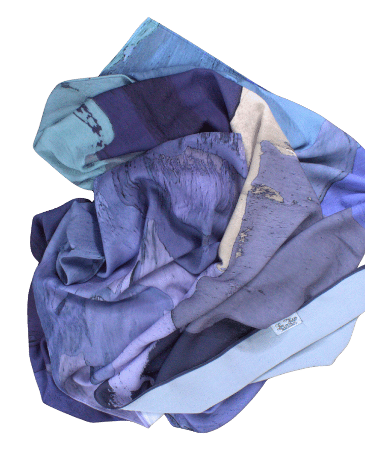 Watercolor hijab scarf in purple and mauve hues, designed as a luxury hijab suitable for work and outings | Lina Zibdeh