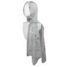 Designer silver hijab scarf in textured chiffon with a perfect balance of matte and sheen to it, ideal for special occasions and work. A better grip, soft and easy to wrap. | Lina Zibdeh