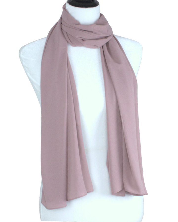 High-end muted Mauve chiffon hijab scarf | Maxi dusty mauve chiffon hijab | Lina Zibdeh