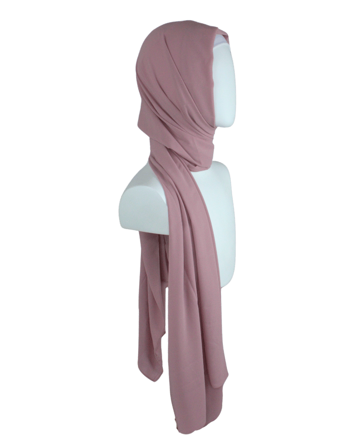 High-end muted Mauve chiffon hijab scarf | Maxi dusty mauve chiffon hijab | Lina Zibdeh