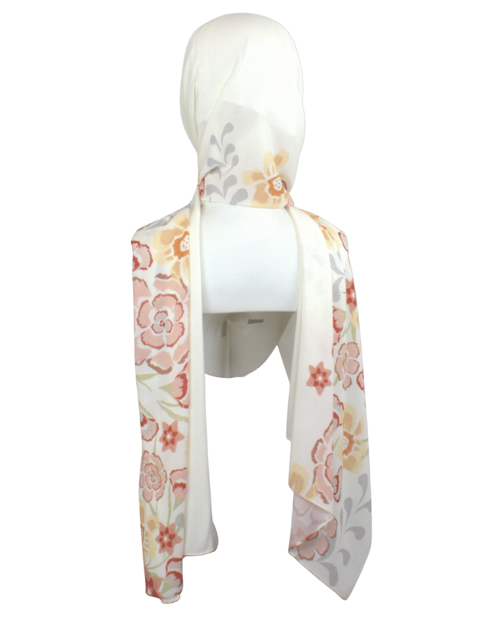 Premium Korean chiffon texture of Floriva luxury hijab – soft, breathable, and lightweight | Lina Zibdeh