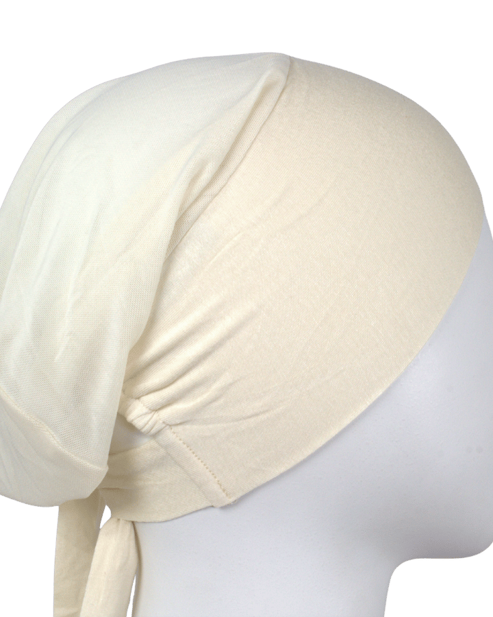 ivory mesh tie back hijab cap - comfortable elastic hijab cap for everyday | Lina Zibdeh